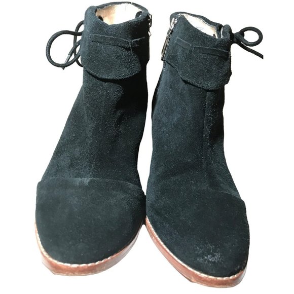 BLACK LEATHER WEDGE NEW YORK DESIGNER - Picture 6 of 14